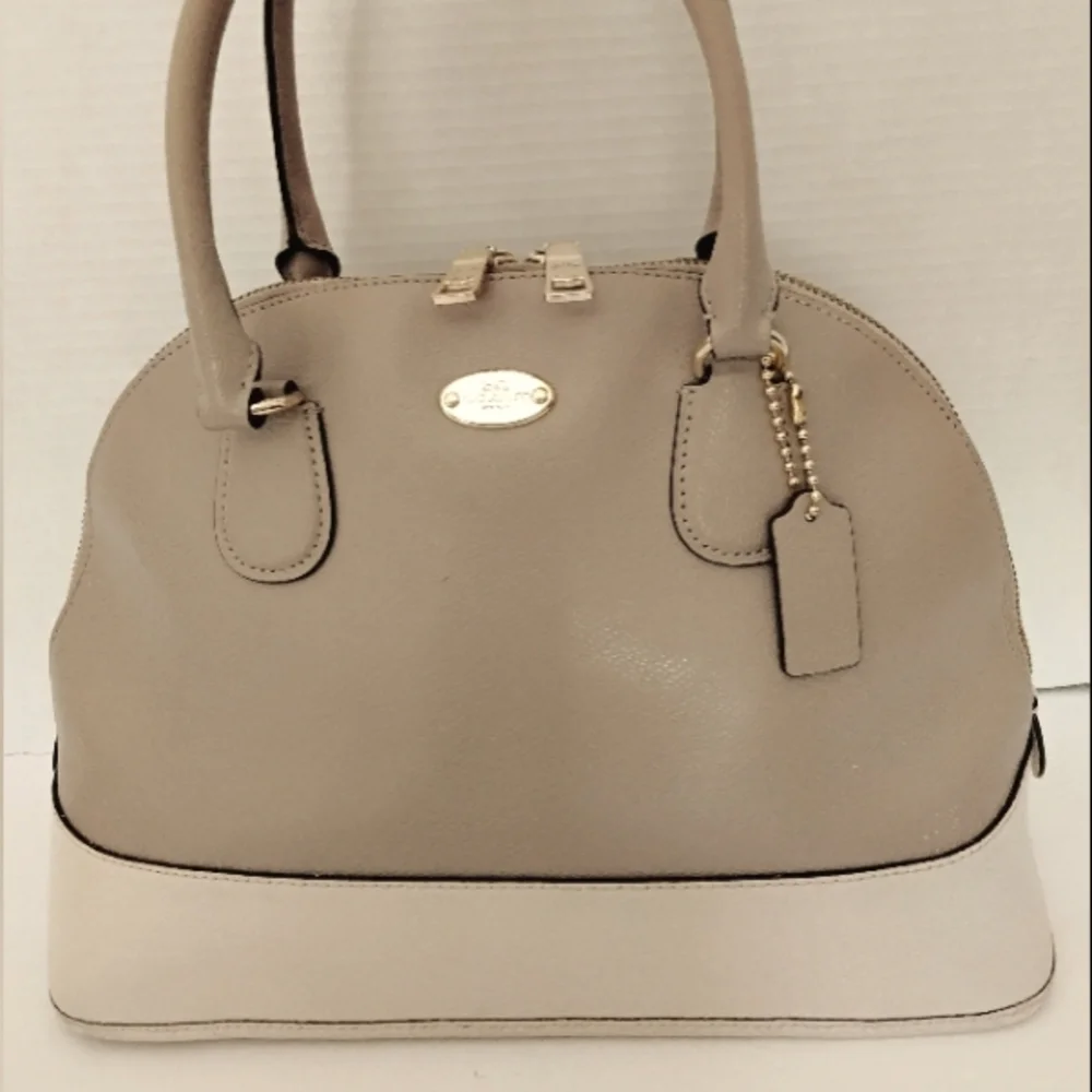 Coach Cross Grain Leather Cora Dome Handbag Color Block Tan NWOT - Picture 2 of 7
